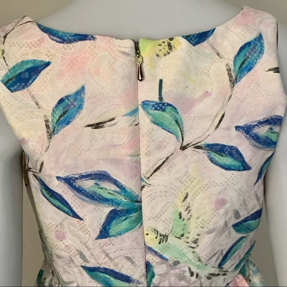 Anthropologie Leifsdottir Peplum Brocade Top Bird Pattern Metallic Sleeveless 0 - Picture 11 of 16